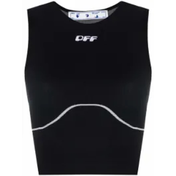 Off-White Logo-Print Black Polyamide Crop Top Size S  /M - NWT - Picture 1 of 5